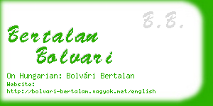bertalan bolvari business card
