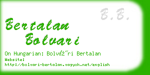 bertalan bolvari business card